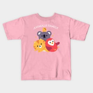 Meow Animals Family Kids T-Shirt